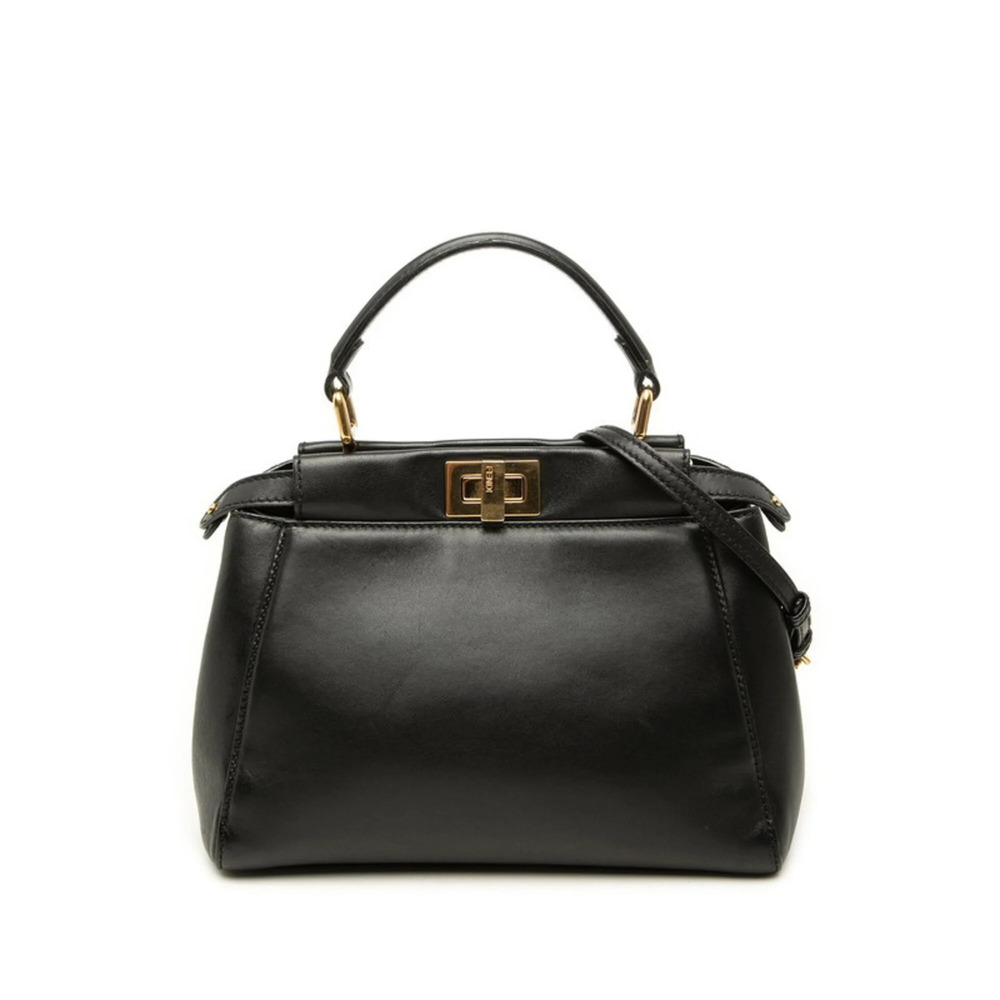 Fendi Peekaboo Mini Handbag Shoulder Bag 2WAY 8BN244 Black Leather Women's FENDI